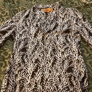 Tunic style top with coral print and sequins